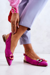 Baleriny Zamsz Łańcuch Fuksja Lewski Shoes 3125