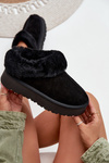 Leather Suede Snow Boots Women's With Fur Black Mivelle