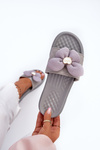Women's Grey Sandals with Decoration on Low Platform Cedrella