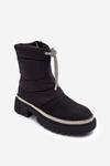 Flat Heel Decorated Snow Boots Black Plotia 