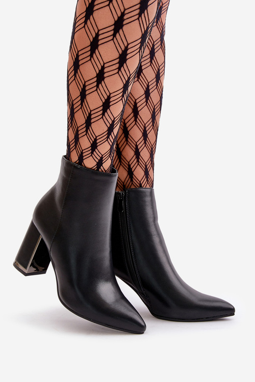 Women's Stiletto Ankle Boots with Zipper Insulated Eco Leather Black Mevair