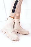 Women's Platform Boots With A Zipper Beige Cheers