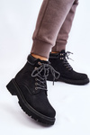 Women's Insulated Trapper Boots Lace Up Black Halfway