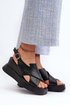 Women's Black Platform and Wedge Sandals in Eco Leather Vaiara
