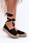 Women's Black Platform Espadrilles with Lacing and Braiding Tailesse
