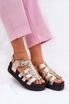 Ladies Platform Sandals With Buckles Gold Atarafas