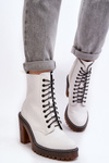 Women's White Lace-up Ankle Boots Arove