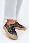 Patterned Women's Platform Sneakers With Braiding Lee Cooper LCW-25-08-3647L Black