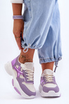 Sneakersy Damskie Sznurowane Fioletowe Cortes BL378