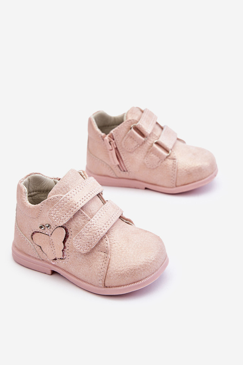 Leather Boots Lace Up With A Butterfly Pink Avi