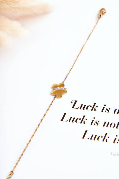 Bransoletka Cienki Łańcuszek Duży Kwiat Złota