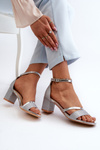Women's Low Heel Silver Glitter Sandals Ploemis