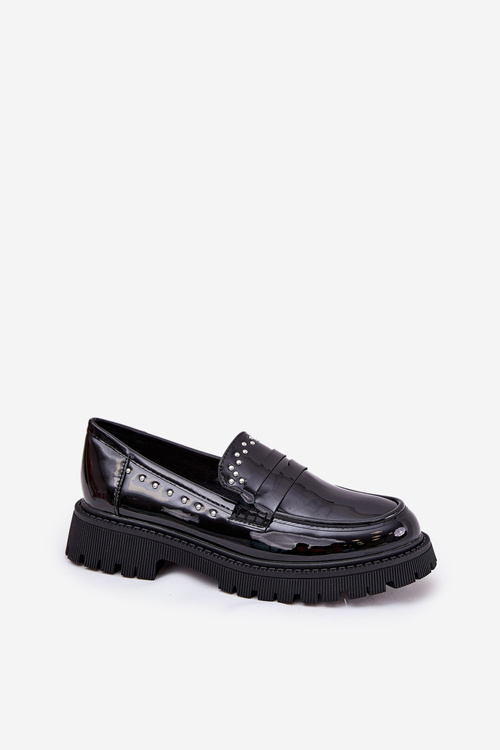 Ladies Patent Moccasins With Decoration Black Nallae