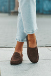 Women's Loafers with Flat Heel Made of Eco Suede Brown Rivianne