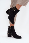 Insulated women's ankle boots with golden details on heel black Dorisse