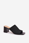 Women's Heeled Sandals Block Type Black Wenilan
