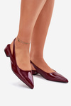 Lacquered Ballerinas On Low Heel Burgundy Testori