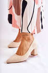 Classic Suede Pumps On A Heel Beige Lency