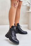 Warm Boots On Flat Heel With Ornament Black Leonise