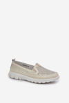 Lightweight Leather Perforated Loafers Women's Platform Beige Tanelora