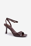 Women's High Heel Sandals Eco Leather Chocolate Brisora
