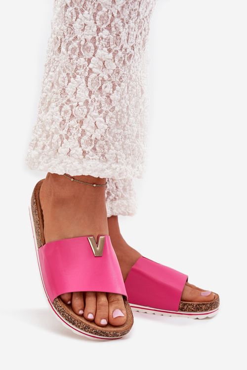 Ladies sandals on cork platform with decorative detail fuchsia Vessira