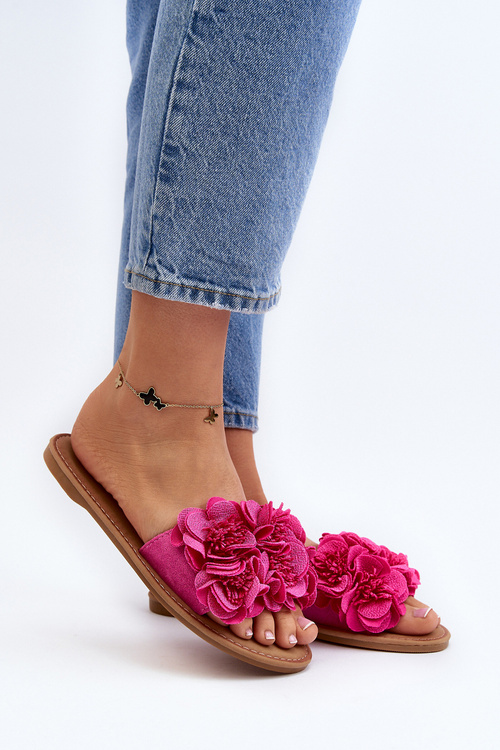 Women's Flip Flops with Flowers Fuchsia Eelfan