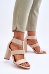 Leather Sandals High Heel Boots Beige Marren