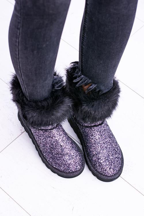 Women's Snow Boots High With Fur and Glitter Fourrure