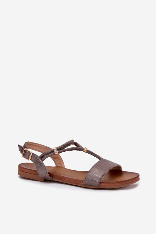 Ladies Flat Sandals With Straps S.Barski KV51-120 Graphite