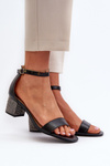 Women's sandals in eco leather on embellished heel black Wiatalia