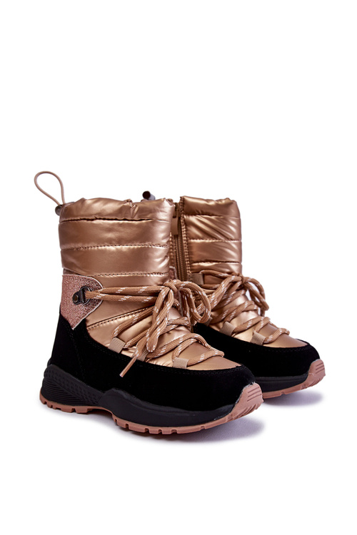 Children's Warm Snow Boots With Zipper golden Leena