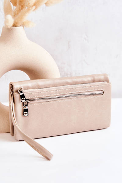 Large Leather Wallet Beige Rhodes