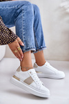 Fashionable Women's Sneakers On Platform Made Of Eco Leather Beige