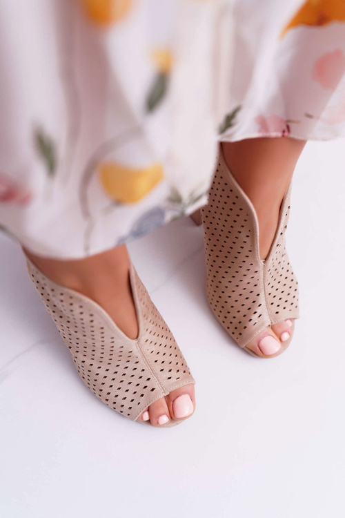 Women's Peep Toe Sandals Beige Nevienna