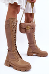 Flat Heeled Boots with Sock Dark Beige Itona