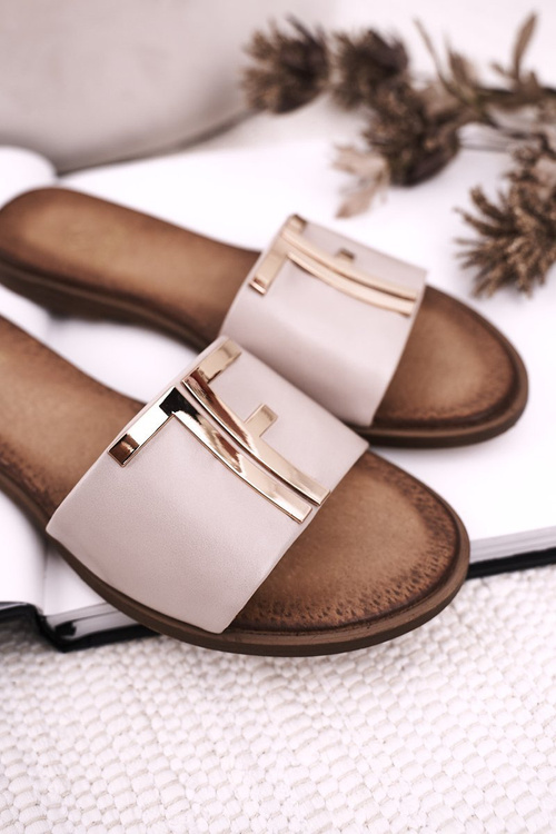 Women's Classic Leather Slippers Beige Adele