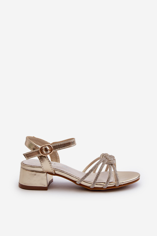 Girls' low-heeled sandals with zircons Gold Ollna