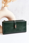 Large Leather Wallet With Magnet Green Nereva