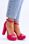Comfortable Suede Sandals On A High Heel Fuchsia Essence