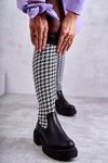 Women's Sock Boots Black-White Avira