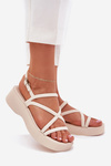 Women's Platform Sandals With Straps Light Beige Civara