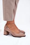 Leather Patent Heels On A Heel Vinceza 91130 Beige