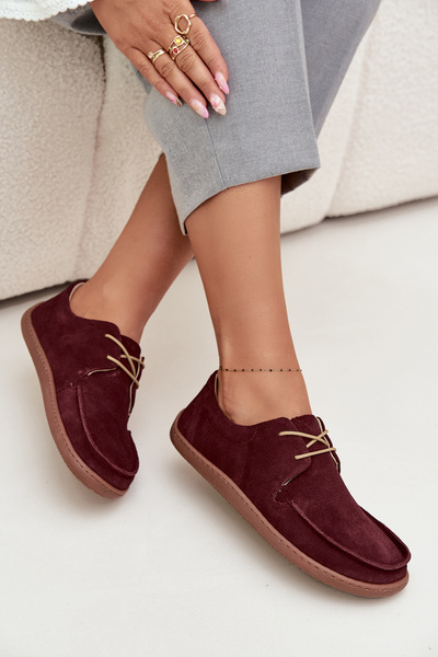 Women's Barefoot Type Shoes Made of Natural Suede Zazoo 327 Bordeaux