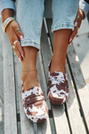 Damskie Mokasyny Loafersy W Łaty Płaskie Brązowo-Białe Soreline