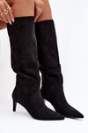 Women High Heel Insulated Ankle Boots With Eco Suede Black Arelisse