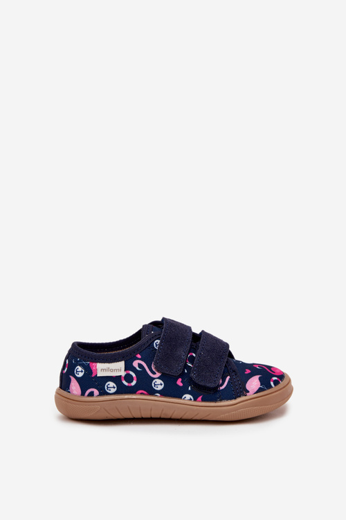 Girls Barefoot Slippers Flamingos Milami Navy Saphira