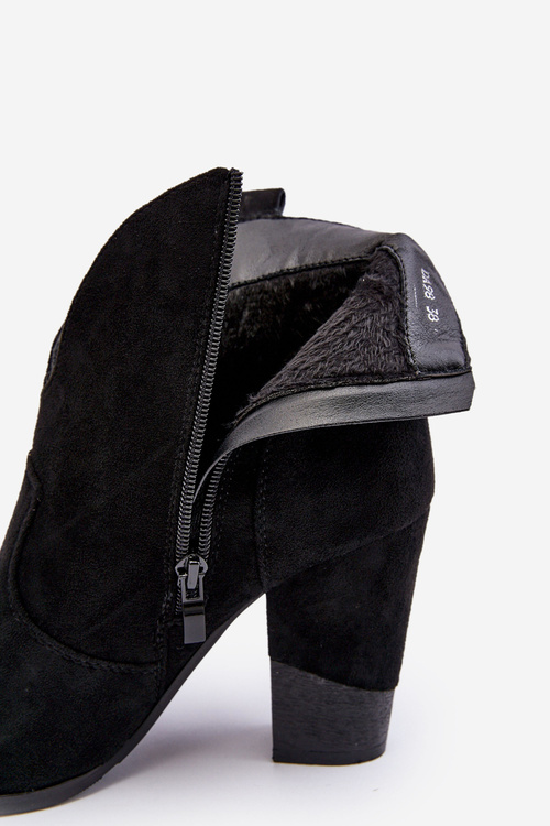 Botki Kowbojki Na Słupku Zamsz Czarne Tanner DA98P