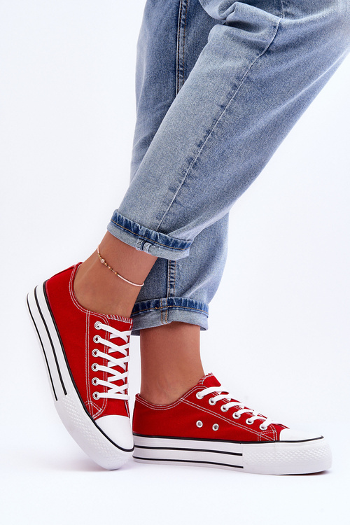 Jazlyn Low Classic Sneakers On Red Platform
