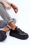 Buty Sportowe Skóra Platforma Maciejka 06191-01 Czarne